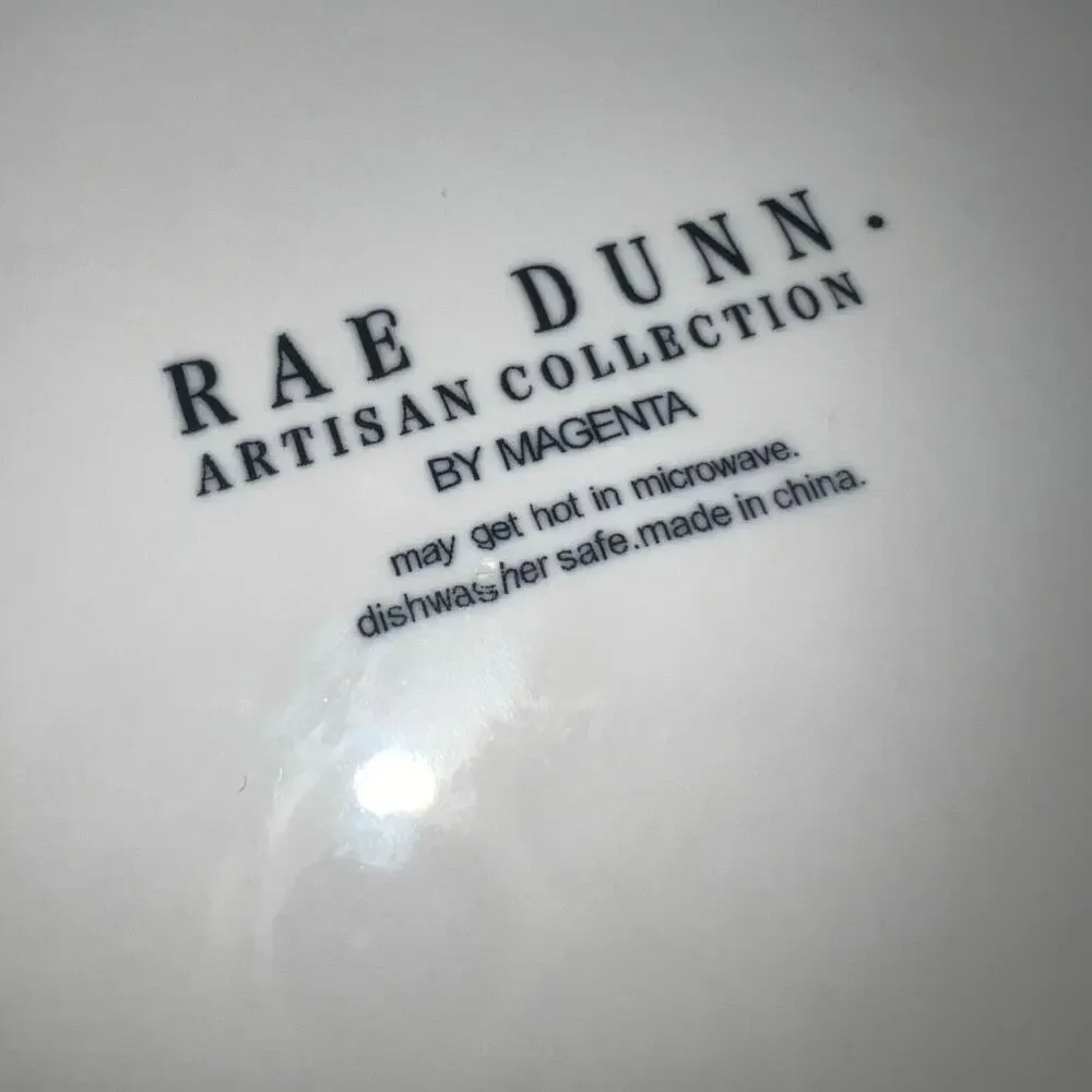 Rae Dunn Pet Dog Cat Dishes Food Bowls Nibble Devour Ceramic White Black Blue